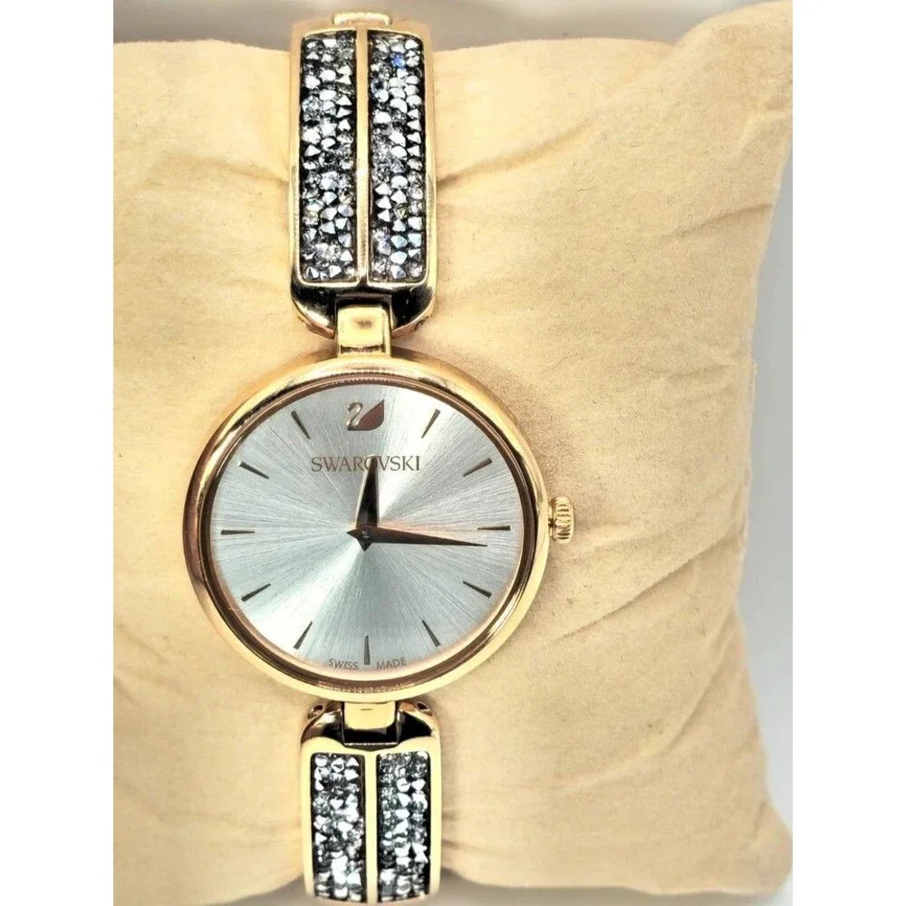 Swarovski Women’s Rose Gold Crystal Bracelet Watch Swiss Made Quartz Dress Watch